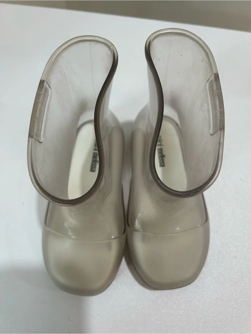 Mini Melissa Welly Translucent Clear Jelly Ankle Rain Boots, Toddler Size 9